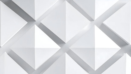 Fototapeta premium Geometric white wall art with a diamond pattern of angled triangular shapes