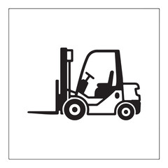 Naklejka premium Forklift truck icon in profile with clean lines on a white background for industrial logistics