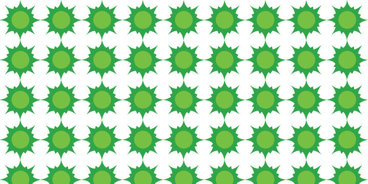 Seamless Green Starburst Pattern Tile Vector Background.