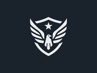Fototapeta premium Modern Eagle Shield Emblem for Security Military Brands