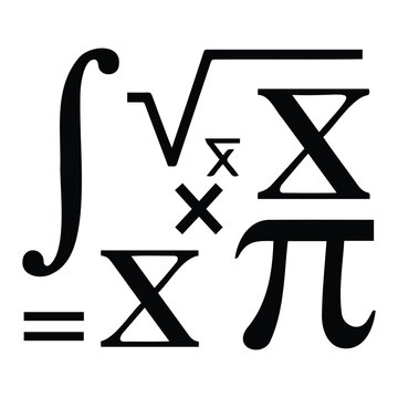Complex mathematical formulas and calculus equations illustration in black minimalist vector.