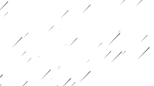 falling meteorites rain video with white background. streaks of light fall like rain against black. Meteor rain falling animation. Looping seamless heavy rainfall storm effect overlay