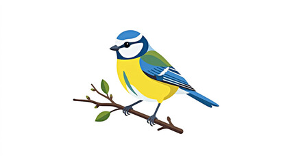 eurasian blue tit bird on branch vector illustration © Vector4U