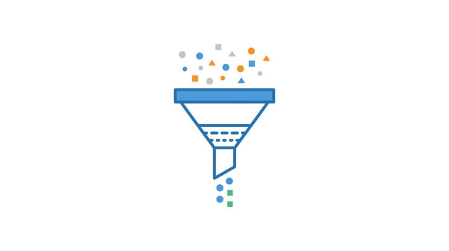 Marketing funnel, sales conversion icon, business process symbol, vector illustration