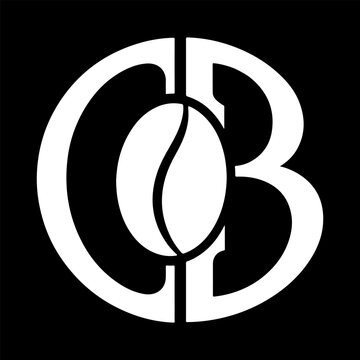 Coffee Shop CB Letter Logo Vector &ndash; Monogram Letters C and B with Coffee Bean Icon Isolated 