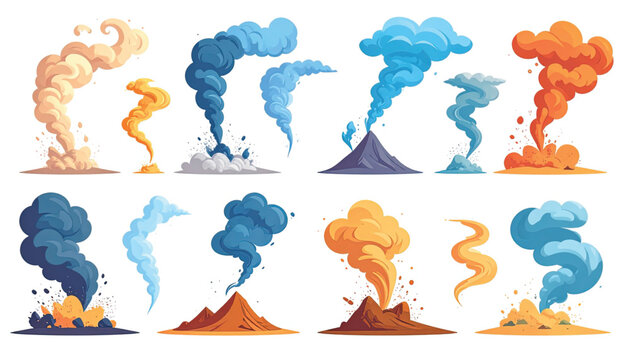 Volcanic Eruption Smoke Illustrations.