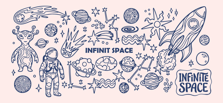 hand drawn space galaxy pattern, infinite star sketch background, cosmos planet icons, stellar universe motif, outer space illustration, galaxy design, space art texture, creative cosmic graphic
space