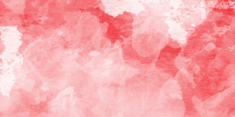 Fototapeta premium Abstract red watercolor splash background on textured white paper, for website banner design, christmas or valentine concept, spreading crimson red watercolor, elegant on red watercolor background.