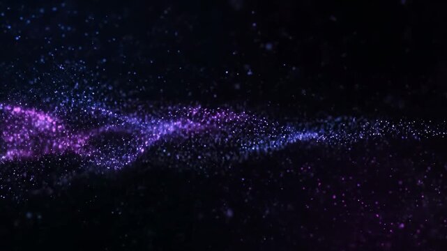 Slow motion crowd wave at night with glowing purple lights in dark outdoor setting
