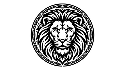 Fototapeta premium Black and white lion head drawing.