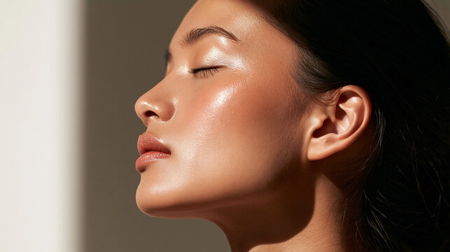 Radiant Asian Beauty Portrait with Natural Skincare Glow