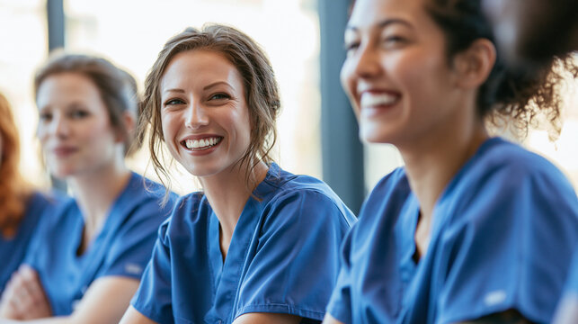 Diverse Nursing Team Collaborating in Modern Healthcare Environment