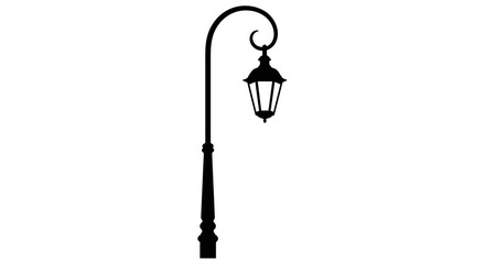 Obraz premium Vintage street lamp with ornate details black silhouette against white background