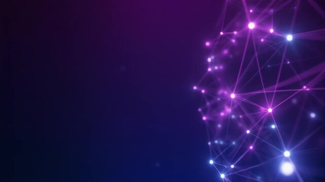 光の鼓動を放つ相互接続されたネットワークノードの抽象的な背景（IT・通信）