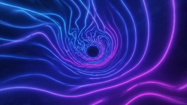 Swirling Abstract Light Trails in Dark Space with Vibrant Blue and Purple Glow