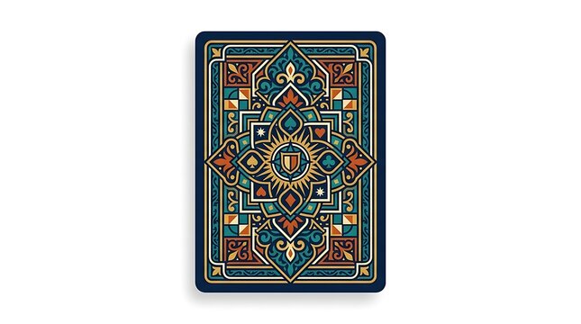 Ornate deck of cards back design with geometric patterns