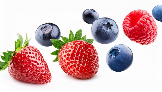 Fallende Beeren Isoliert Auf Weissen Hintergrund Freisteller