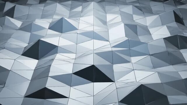 Abstract Geometric Shapes Moving in Monochrome Pattern with Dynamic Light and Shadow Play