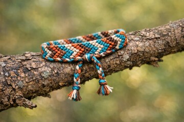 Obraz premium Close-up of a bracelet on a tree branch