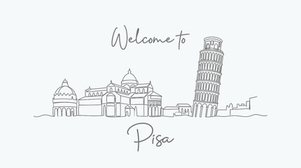 Fototapeta premium Welcome to Pisa, Italy: Minimalist Line Art of Iconic Landmarks