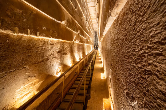 Interior walkway of Grand Gallery inside Great Pyramid