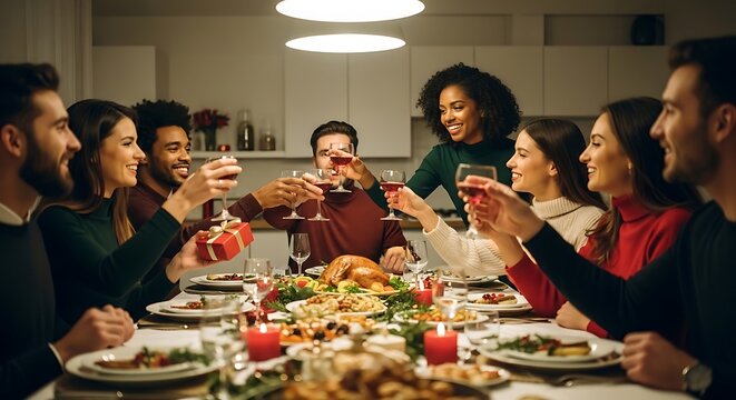 Family Celebration Dinner with Laughter and Shared Meals at Home