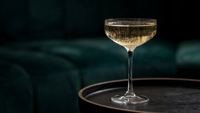 Champagne in elegant glass on table
