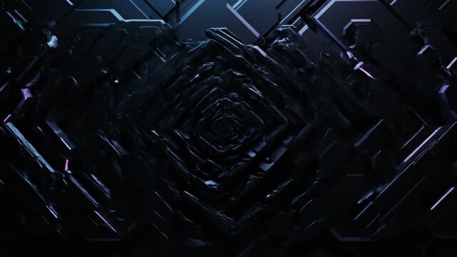 Abstract Futuristic Dark Blue Mechanical Surface with Intricate Geometric Panels and Cybernetic Details for Sci-Fi Background