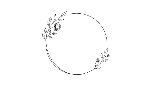 Minimalist Floral Wreath Design Element