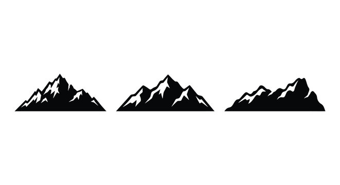 Three mountain range silhouettes against a white background a minimalist graphic illustration silhouette mountains peak peaks summit summits
