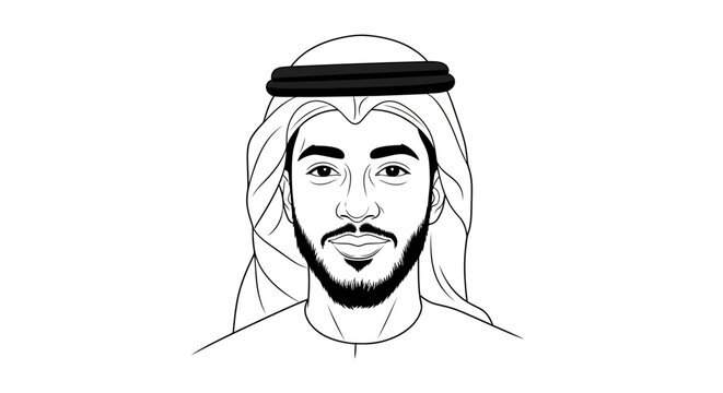 Middle Eastern man wearing keffiyeh headscarf.
