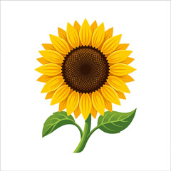 Obraz premium Sunflower stands tall in a bright illustration with yellow petals