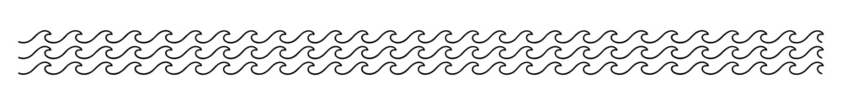 Seamless pattern of wavy ocean waves in a decorative border design.