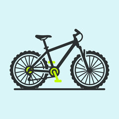 Fototapeta premium A black mountain bike icon with bright lime green accents