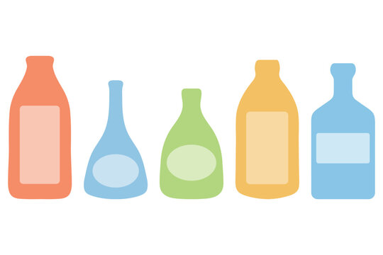 Five Assorted Colorful Bottles Illustration