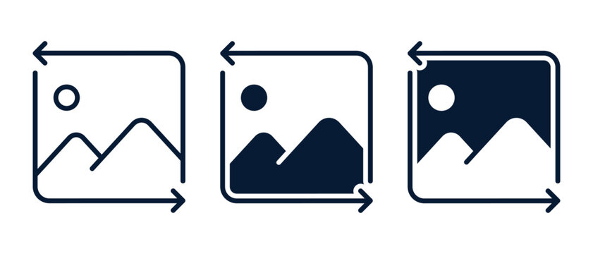 Flip Picture Icon with Rotation Arrows and Image Symbol. Vector Illustration