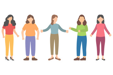 Fototapeta premium Five Diverse Women Standing and Talking Together Illustration