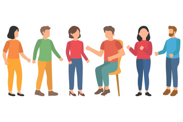Obraz premium Diverse Individual Engage in Professional Group Discussion Illustration