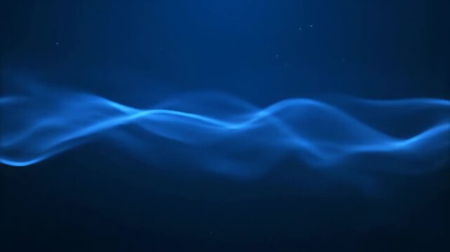 Abstract Blue Glowing Energy Trails and Spirit Orbs Moving Through Dark Space