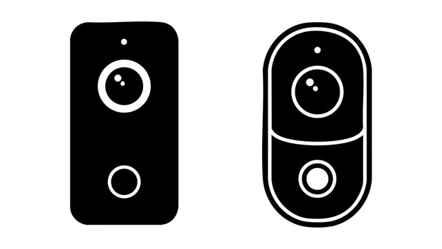 Modern video doorbell camera icons for home security systems