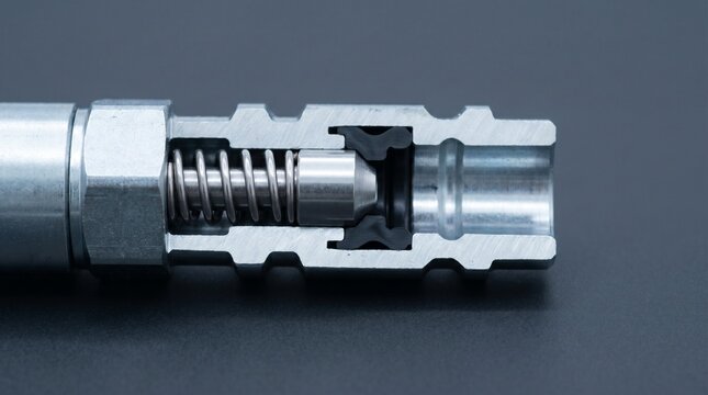 Quick Disconnect Hydraulic Coupling Cross Section - Poppet Valve Cutaway