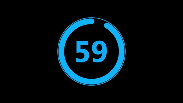 65 second countdown timer, Abstract countdown and rotating circular animation 4k .