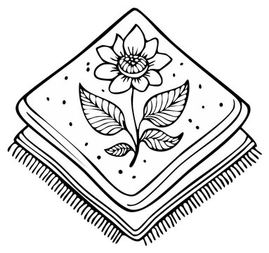 Stacked handkerchiefs with floral design and fringe details