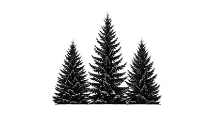 Fototapeta premium Three evergreen trees isolated on transparent background