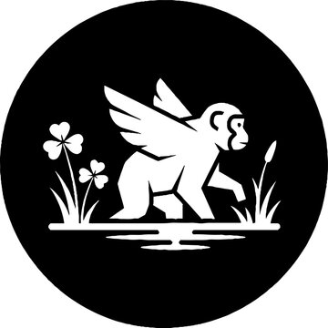 Mythical Winged Monkey with Nature Elements.