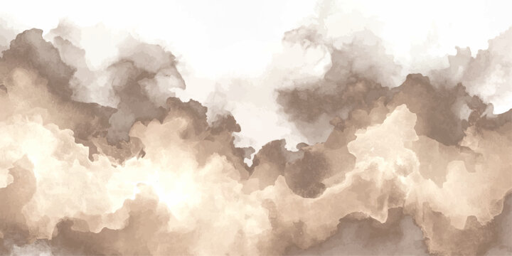 Abstract watercolor clouds flowing in muted earthy tones evoking a sense of calm and transience. Gentle, atmospheric, and softly blended pigments create an ethereal, organic texture.