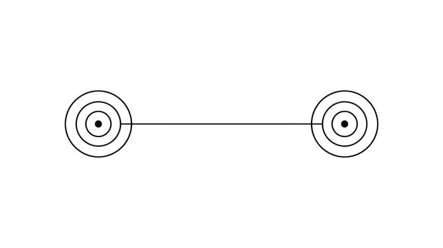 Simple diagram of two connected targets or concentric circles with a line