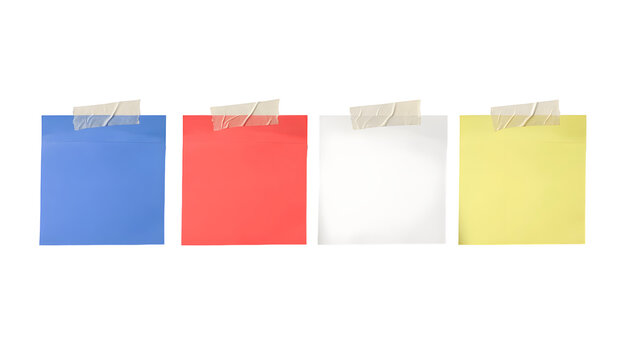 Sticky note with duct tape and a bent corner, post it note paper, memo reminder, sticky paper