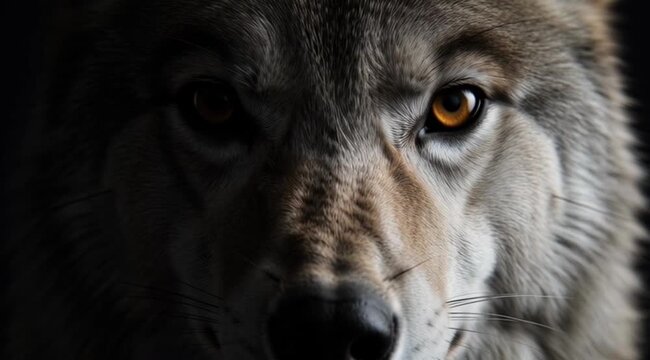 Close up of a wolf looking.