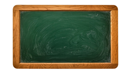 Green chalkboard with wooden frame, isolated on transparent background © Alexander